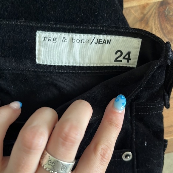 Rag & Bone Velvet Crop Dojo Jeans in Black Size 24 - Picture 8 of 9